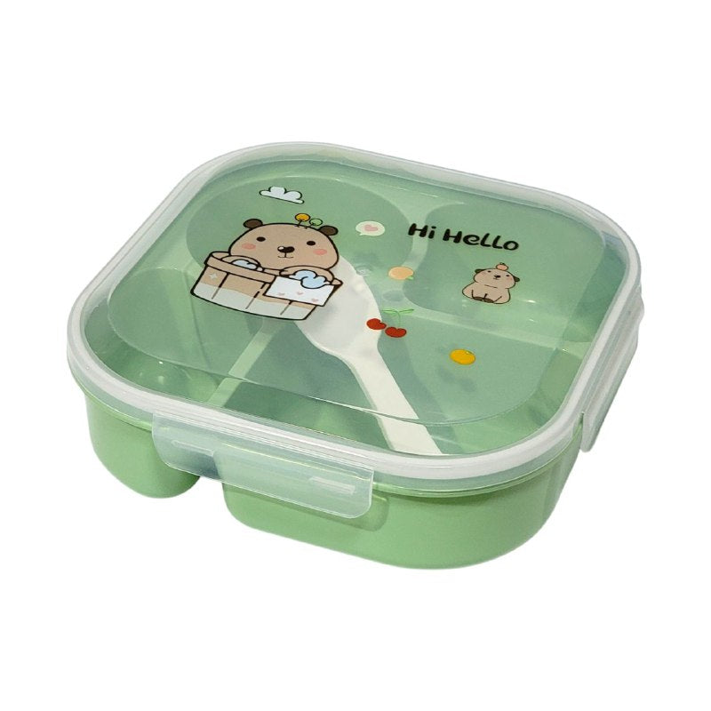 RECIPIENTE PANA PARA ALIMENTOS INFANTIL DE 4 COMPARTIMIENTOS CON TENEDOR BENELI HOME 21X21X6CM