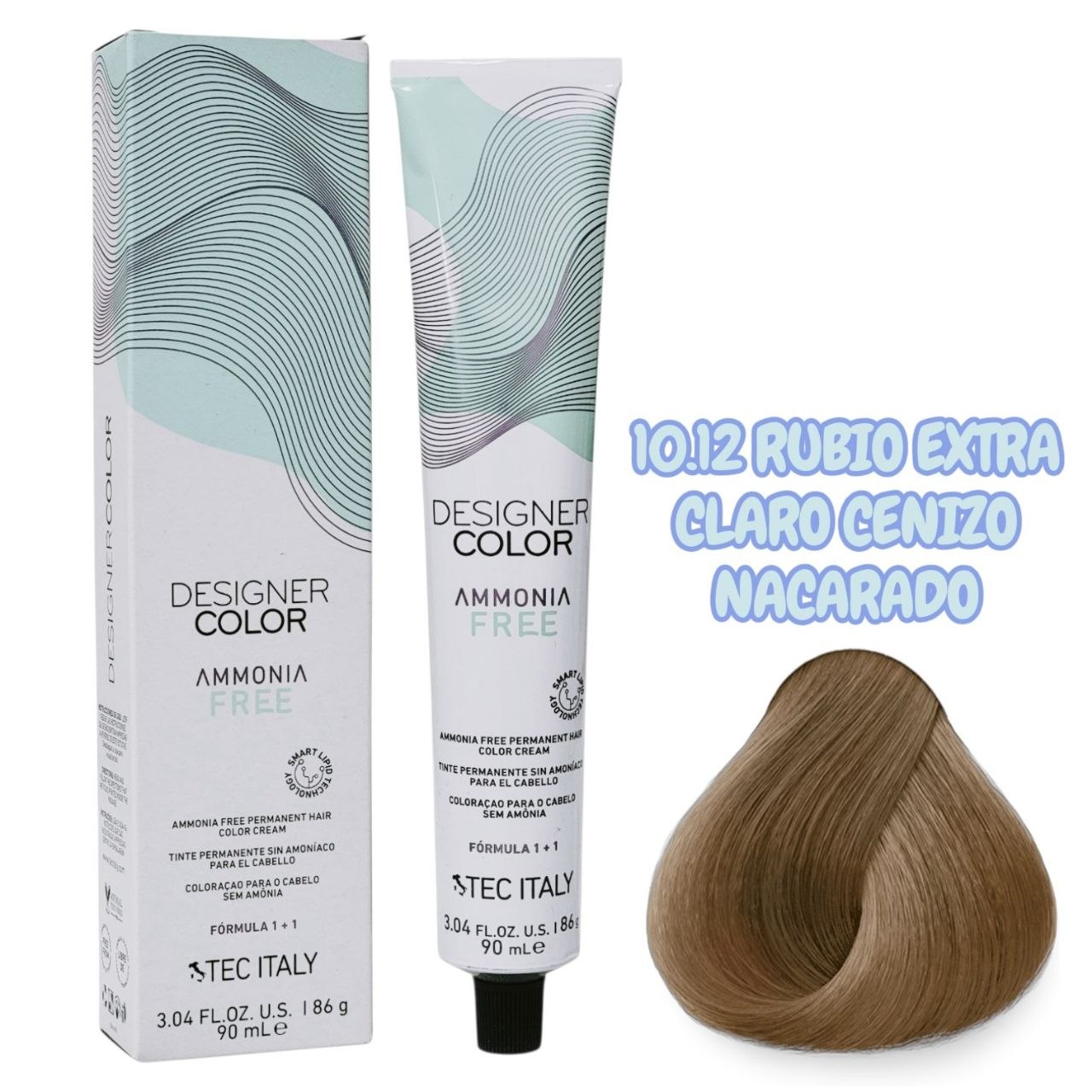 TINTE PERMANENTE CUIDA TU CABELLO Y OFRECE RESULTADOS CON TONOS MÁS NATURALES TONO 10.12 RUBIO EXTRA CLARO CENIZO NACARADO  1+1 TEC ITALY 90ML