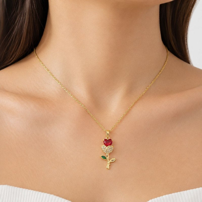 GARGANTILLA DE ENCHAPE PARA DAMA CON DISEÑO DE FLOR ROSA 3.1CM