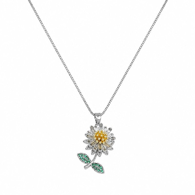 GARGANTILLA DE ENCHAPE PARA DAMA CON DISEÑO DE FLOR GIRASOL 3.3.CM