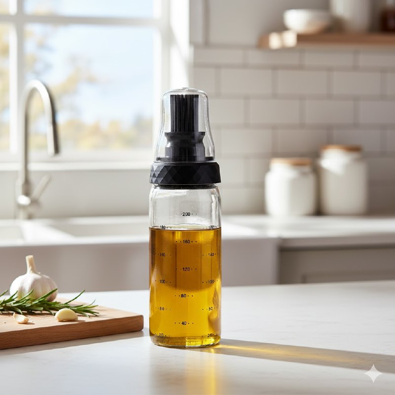 BOTELLA DISPENSADORA DE ACEITE Y VINAGRE DE VIDRIO Y ACERO INOXIDABLE CAPACIDAD DE 200ML 5.5X5.5X18.1CM LIFEART