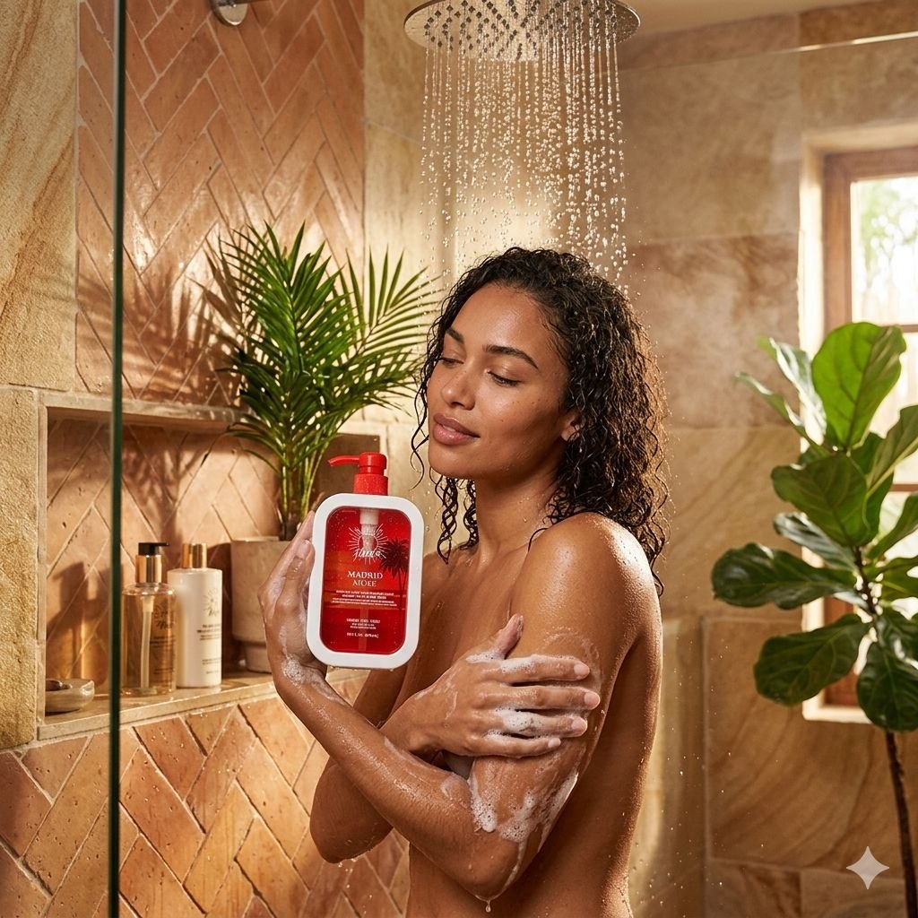GEL DE DUCHA RELANJANTE E HIDRATANTE DE FLORES DE JAZMIN Y AMBAR NEGRO MADRID MUSE SOLO EN IBIZA 500ML