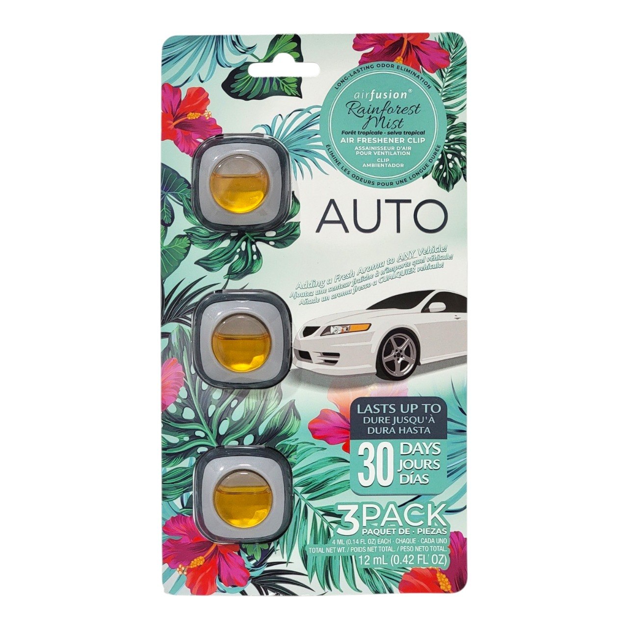 AMBIENTADOR PARA VENTILACION DE CARRO AROMA SELVA TROPICAL AIRFUSION 3X12ML