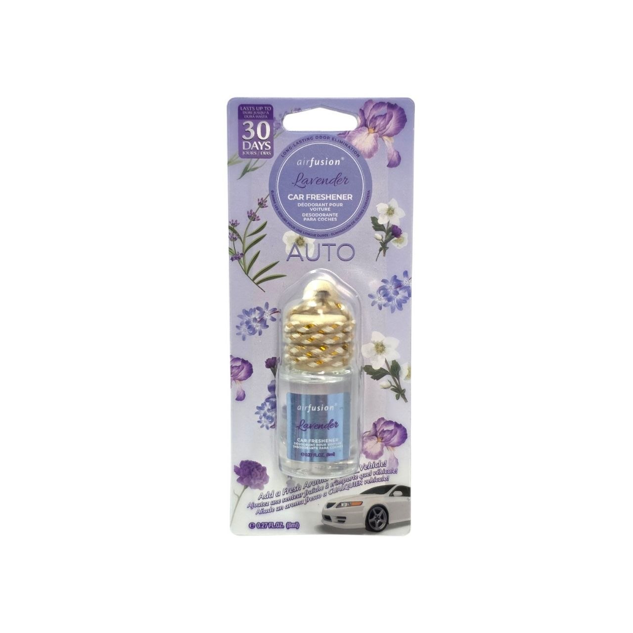 AMBIENTADOR LIQUIDO COLGANTE PARA AUTO AROMA A LAVANDA AIRFUSION 8ML