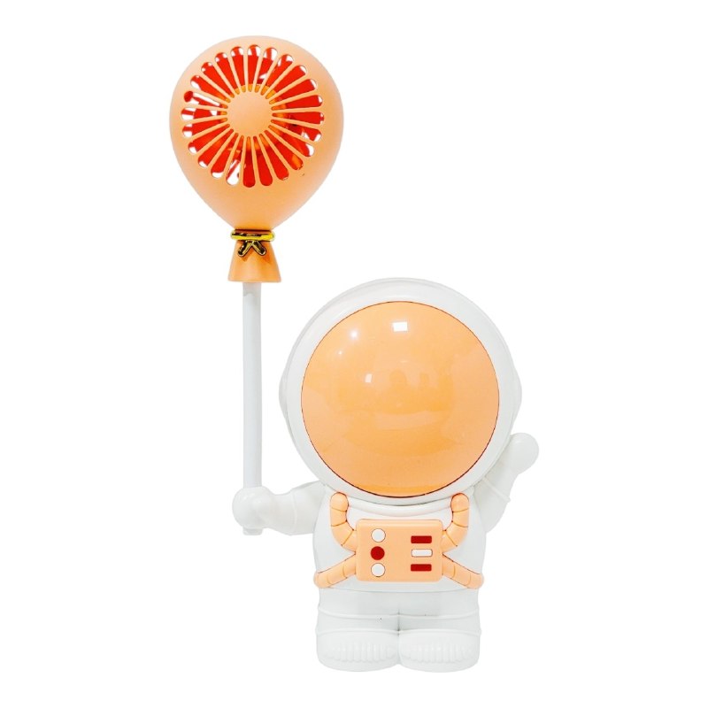VENTILADOR DE MANO PORTATIL RECARGABLE CON SACAPUNTAS INTEGRADO DE ASTRONAUTA 23X11CM