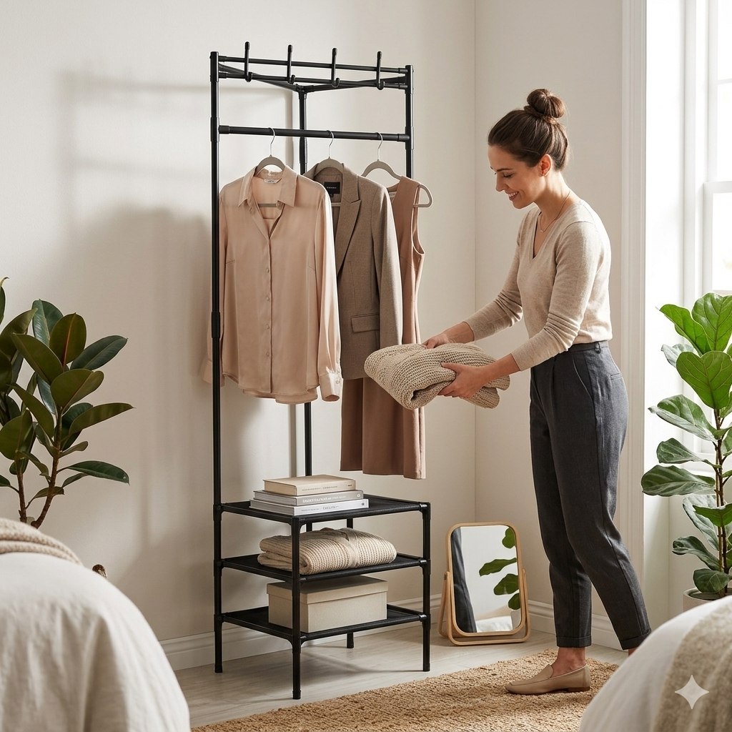 PERCHERO DE PISO PARA ORGANIZAR Y MANTENER PRENDAS, ACCESORIOS Y COMPLEMENTOS SIEMPRE AL ALCANCE