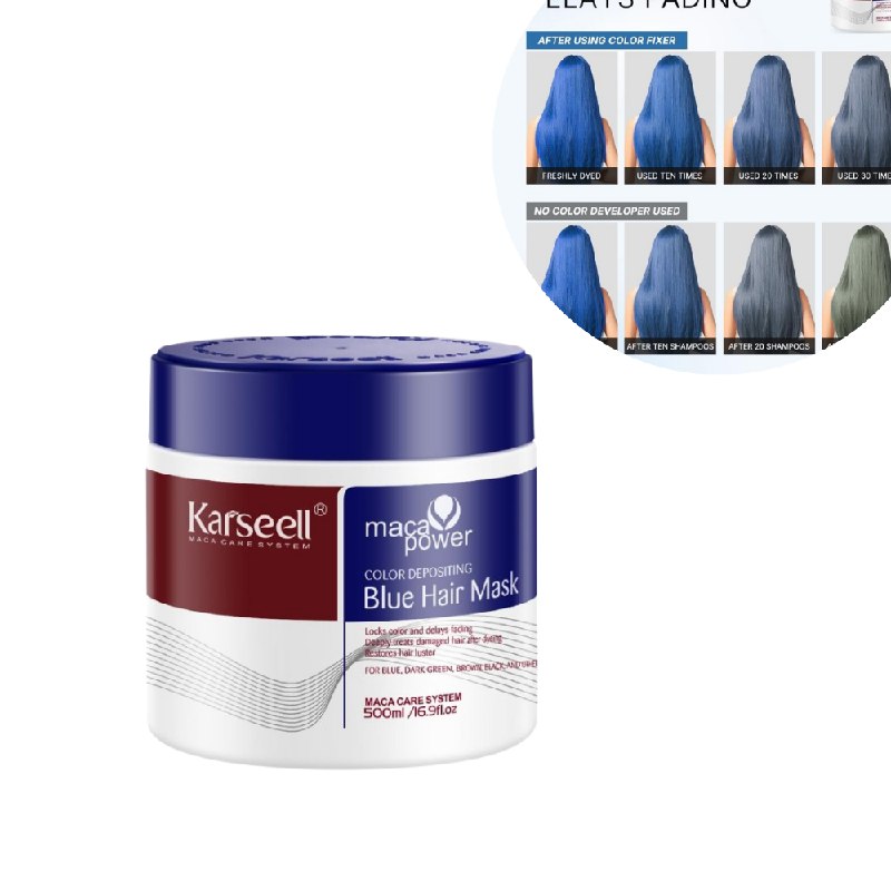 MASCARILLA CAPILAR AZUL DEPOSITANTE DE COLOR NEUTRALIZADORA E HIDRATANTE CON ESENCIA DE MACA PERUANA KARSEELL 500ML