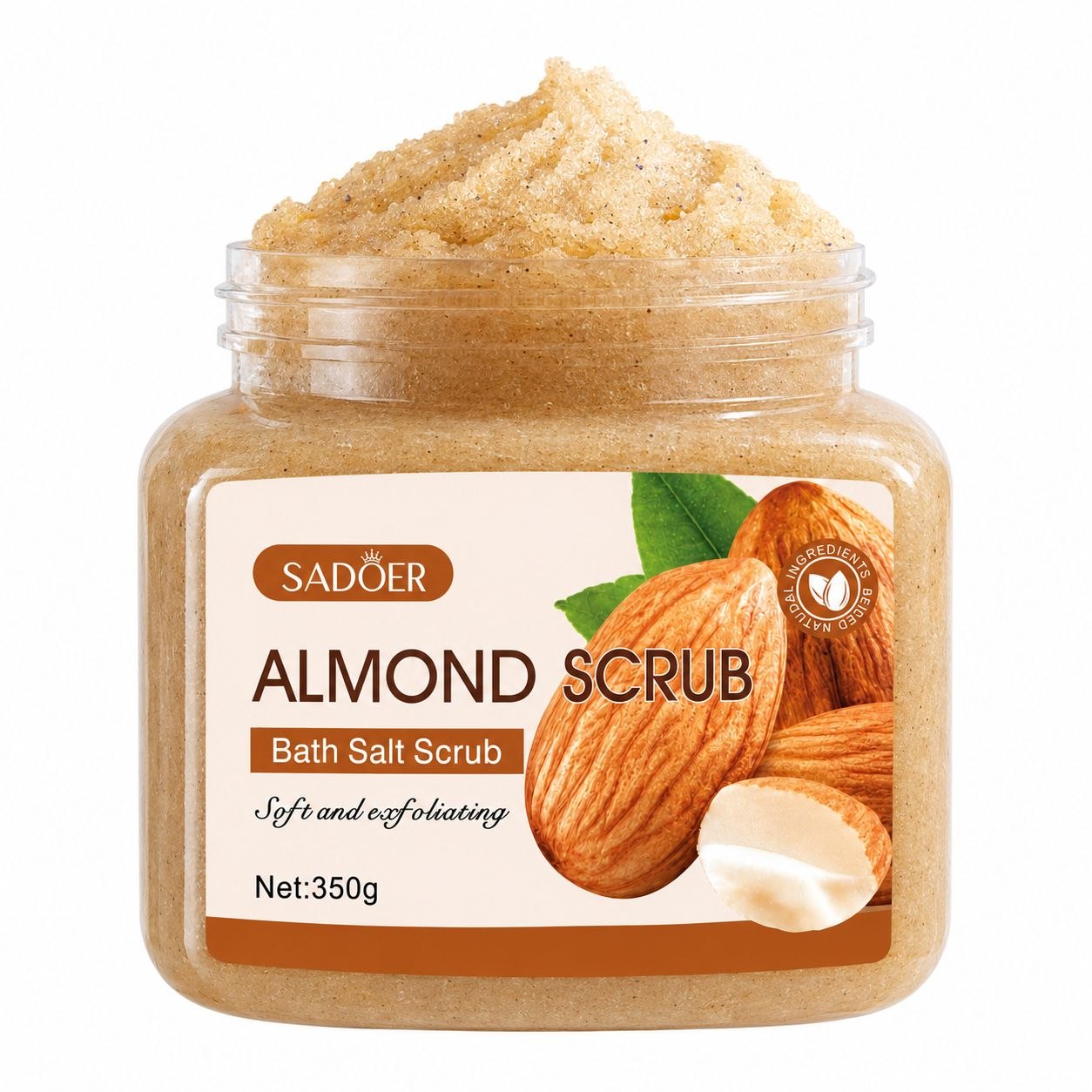 EXFOLIANTE CORPORAL DE SAL DE BAÑO CON EXTRACTO DE ALMENDRA SADOER ALMOND BATH SALT SCRUB 350 G / 12.35 OZ