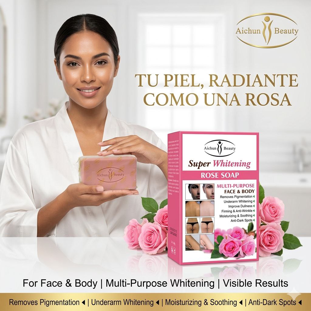 JABON CORPORAL EN BARRA ACLARANTE CON EXTRACTO DE ROSA AICHUN BEAUTY 300G