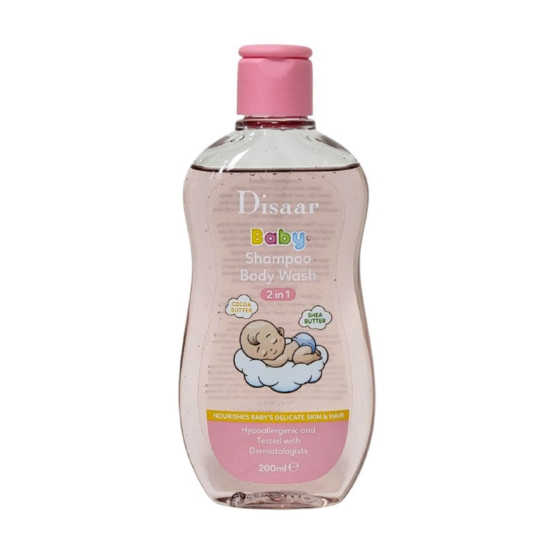 SHAMPOO Y JABON LIQUIDO PARA BEBES 2 EN 1 CON MANTECA DE CACAO Y KARITE DISAAR 200ML