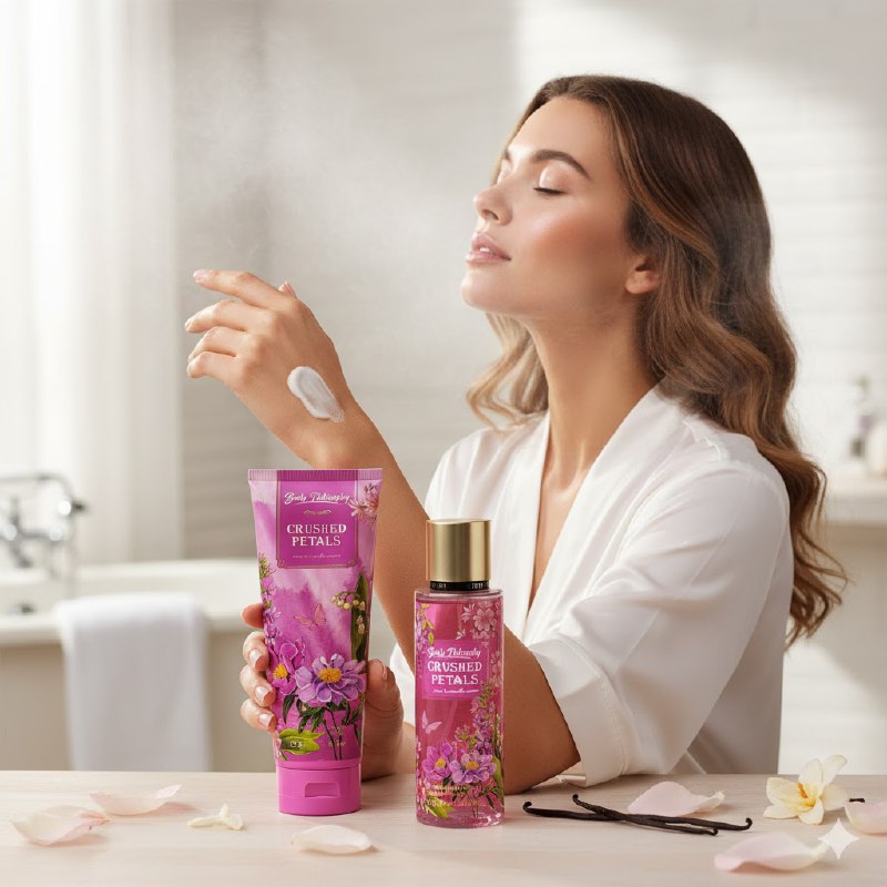SET BODY PHILOSOPHY PETALOS APLASTADOS SPLASH 250ML, CREMA CORPORAL 236ML (M)