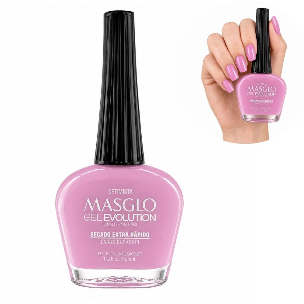 ESMALTE DE UÑAS CON EFECTO GEL DE SECADO EXTRA RÁPIDO MASGLO GEL EVOLUTION PASO 2 "ESTILO OPTIMISTA" 13.5 ML