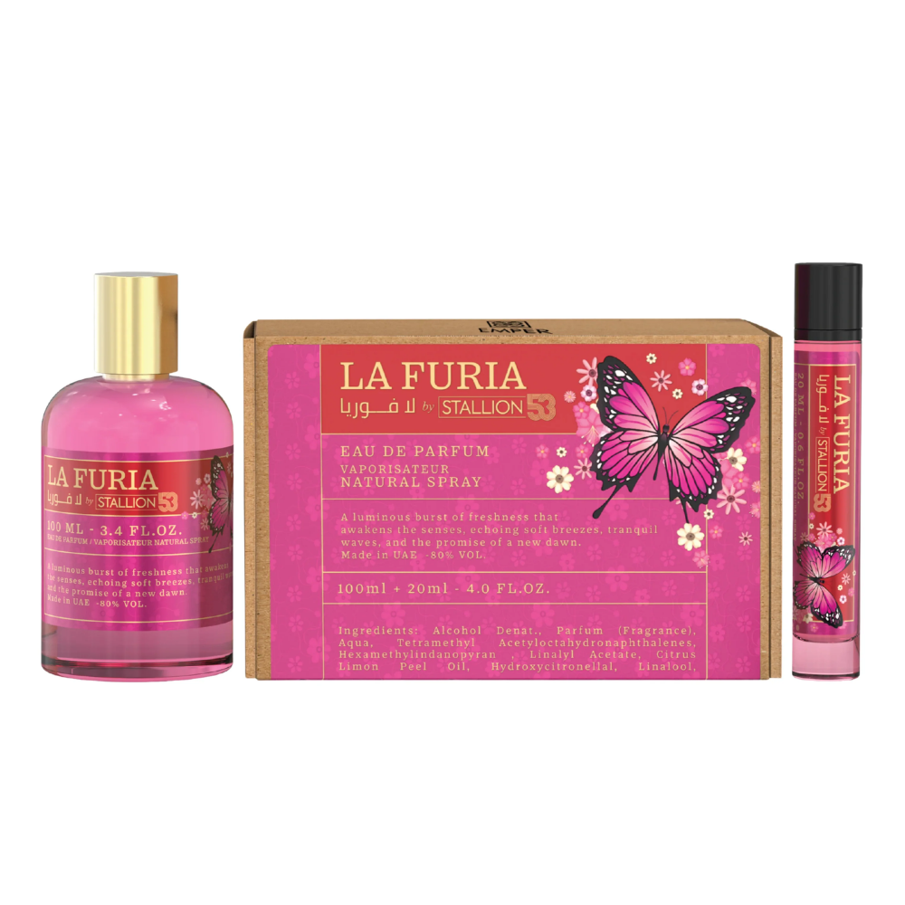 SET EMPER LA FURIA BY STALLION 53 EDP 100ML EDP 20ML (M) (DUPE CAROLINA HERRERA LA BOMBA EDP)