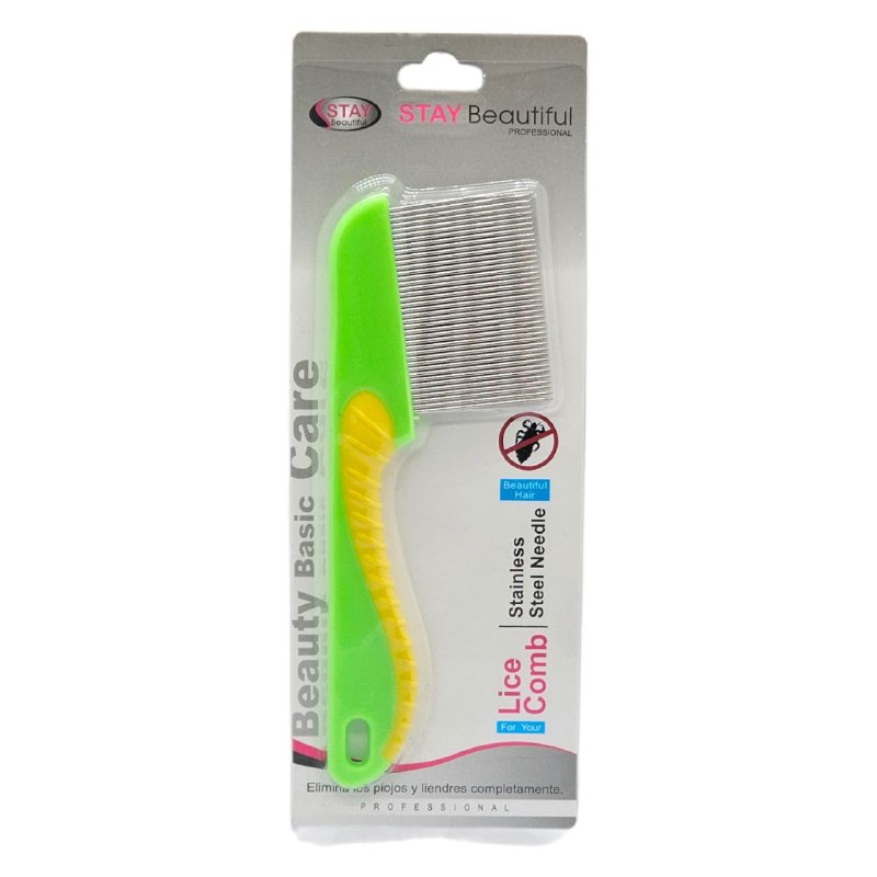 CEPILLO PEINE PARA ELIMINAR PIOJOS, PEINE DE DIENTES FINOS DE ACERO INOXIDABLE LARGOS STAY BEAUTIFUL