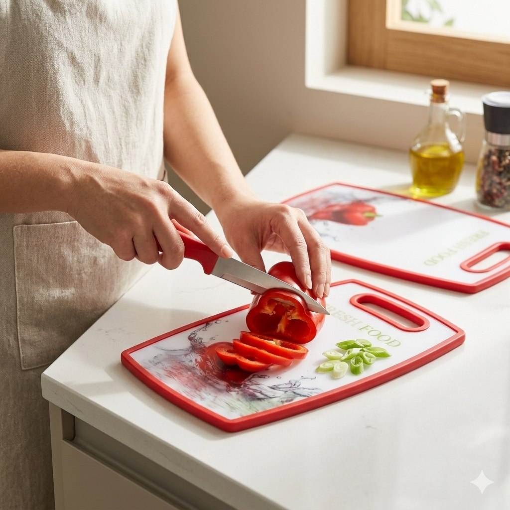 TABLAS DE CORTE  Y UN CUCHILLO MULTIUSOS FACILITAR LA PREPARACIÓN DIARIA DE ALIMENTOS BENELI HOME 37x23CM
