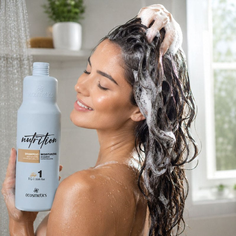 SHAMPOO HIDRATANTE Y NUTRITIVO PARA TODO TIPO DE CABELLO PASO 1 PARA RESTAURACION Y LIMPIEZA ECOSMETICS 1L