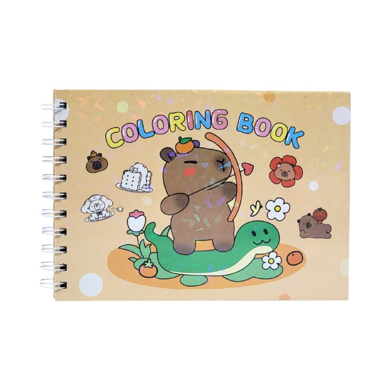 LIBRO PARA COLOREAR DIVERTIDO DE 48 PAGINAS PARA NIÑOS DE CAPIBARA COLORING BOOK 15X22CM