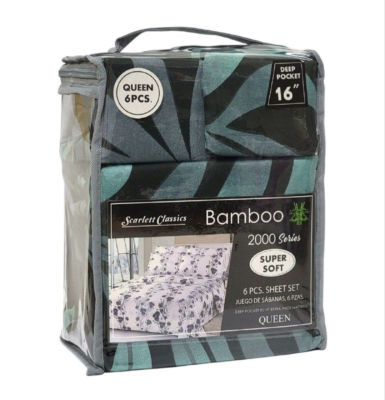 JUEGO DE SABANAS CAMERA DE 6 PIEZAS QUEEN SCARLETT CLASSICS BAMBOO, 54 ESTILOS