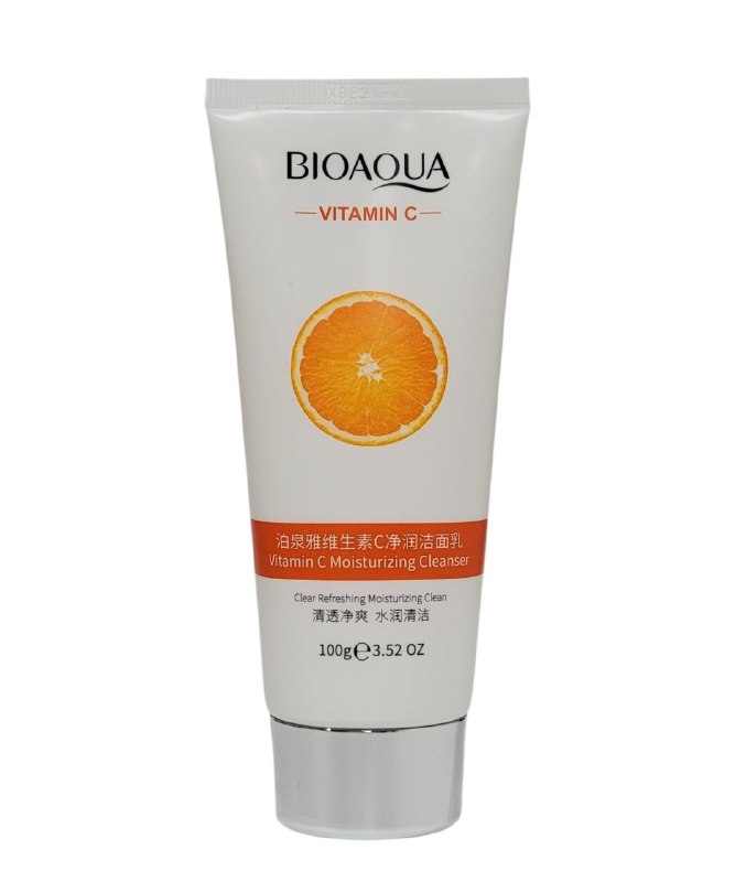 LIMPIADOR FACIAL HIDRATANTE CON VITAMINA C, ESPUMA RICA DENSA Y DELICADA, LIMPIA LA PIEL GRASA BIOAQUA 100G