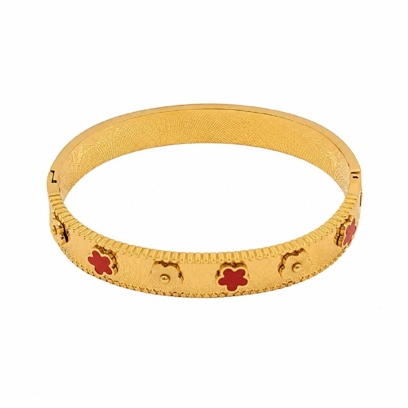 PULSERA DE ENCHAPE PARA DAMA CON DISEÑO DE FLOR 6.5CM