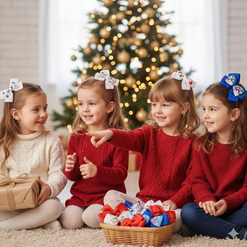 GANCHO PARA EL CABELLO NAVIDEÑOS PARA NIÑAS ELEGANTES FESTIVOS EN PAQUETE DE 12UND 13X9CM