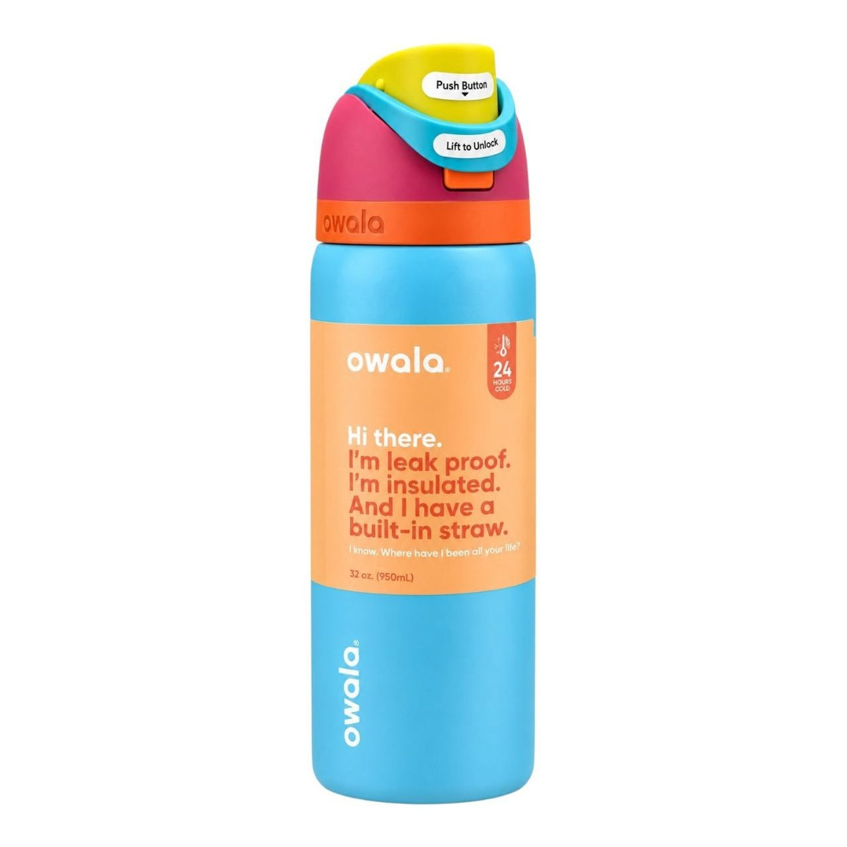 BOTELLA TÉRMICA REUTILIZABLE CON PAJILLA INTEGRADA OWALA 24OZ (710ML)