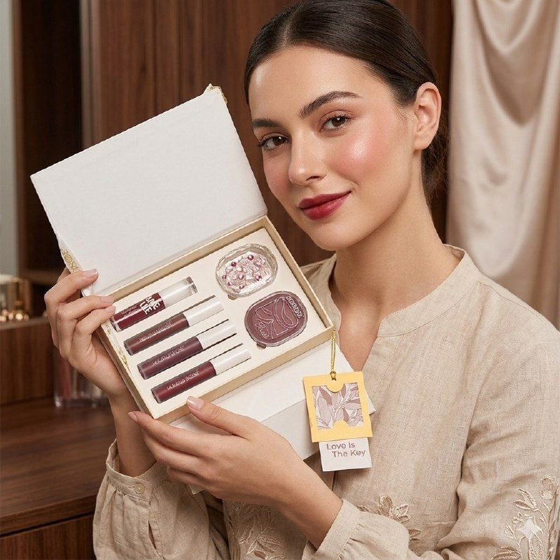 SET DE MAQUILLAJE COMPLETO DE 6 PIEZAS PARA LABIOS Y ROSTRO BBROSE