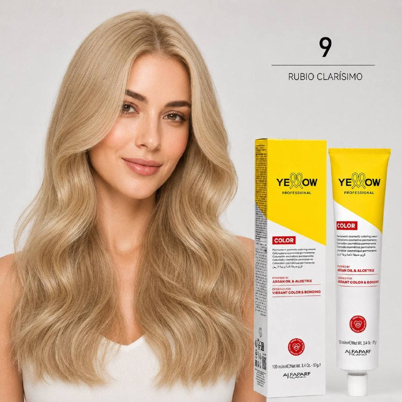 TINTE PERMANENTE PARA EL CABELLO CON ACEITE DE ARGAN Y ALOETRIX TONO 9 RUBIO CLARISIMO ALFAPARF 100ML