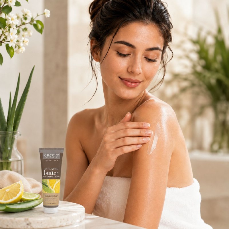 CREMA CORPORAL HIDRATANTE Y REFRESCANTE ESTILO SPA CON AROMA LIMA BLANCA Y ALOE VERA CUCCIO 113G