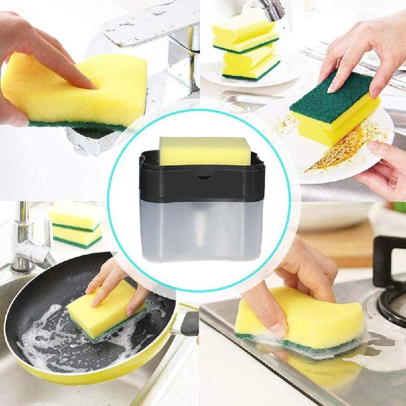 DISPENSADOR DE JABON Y PORTAESPONJA 2 EN 1 385ML