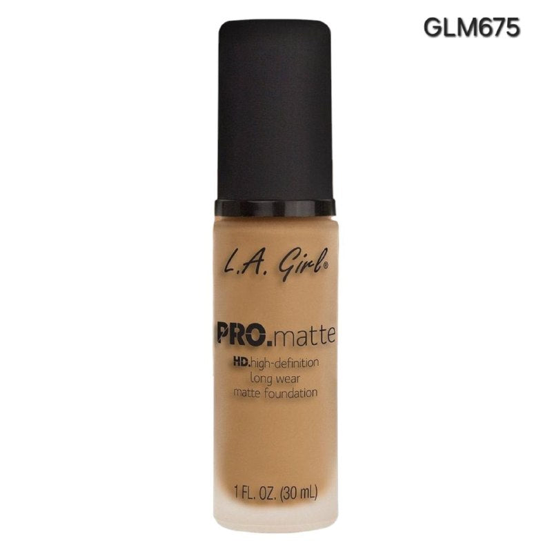 BASE MAQUILLAJE LIQUIDA MATE LARGA DURACION TONO GLM675 MEDIUM BEIGE PRO.MATTE HD L.A. GIRL 30ML