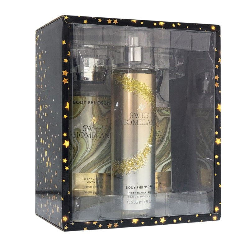 SET BODY PHILOSOPHY SWEET HOMELAND SPLASH 250ML, CREMA CORPORAL 236ML, SHOWER GEL 295ML (M) DUPE BATH AND BODY IN THE STARS