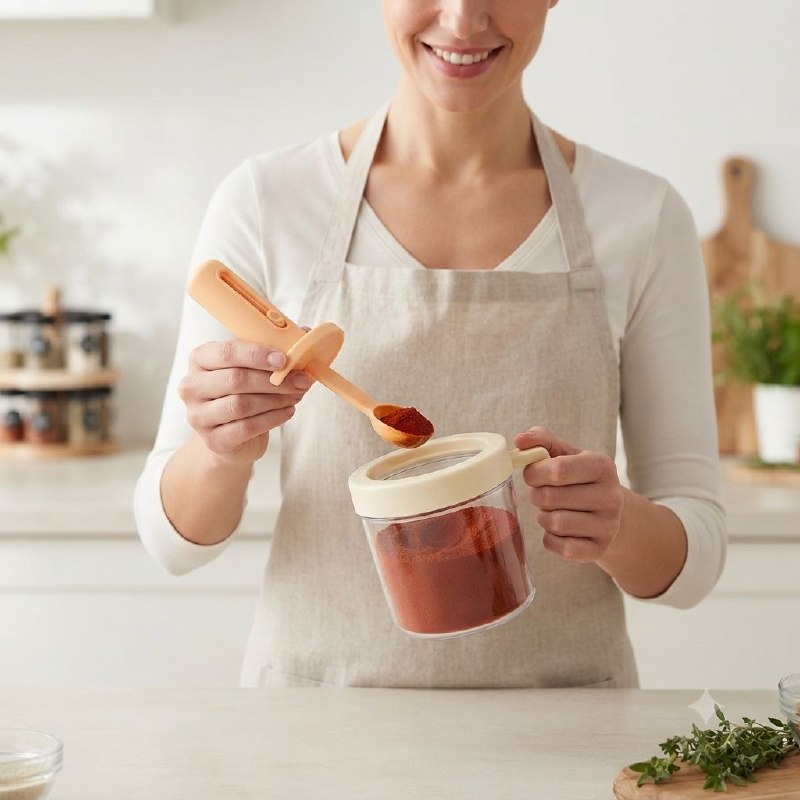 ORGANIZADOR RECIPIENTE FRASCO DE CONDIMENTOS CON CUCHARA EXPANDIBLE, ALMACENA Y DISPENSA ESPECIAS Y CONDIMENTOS EXPASION SEASONING JAR