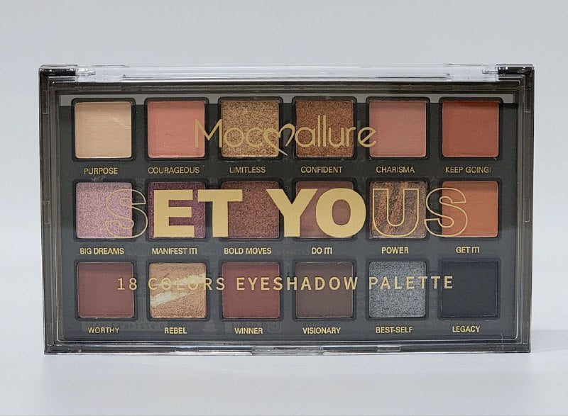 SOMBRAS DE OJOS EN PALETA DE 18 COLORES, BELLEZA TRIDIMENSIONAL COLOR ROSA SUAVE Y BRILLO TRANSPARENTE MOC ALLURE SET YOUS ANGEL 26G