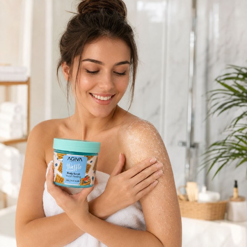 EXFOLIANTE CORPORAL RENOVADOR E ILUMIANDOR DE WAFFLE MANDARINA AGIVA 300ML