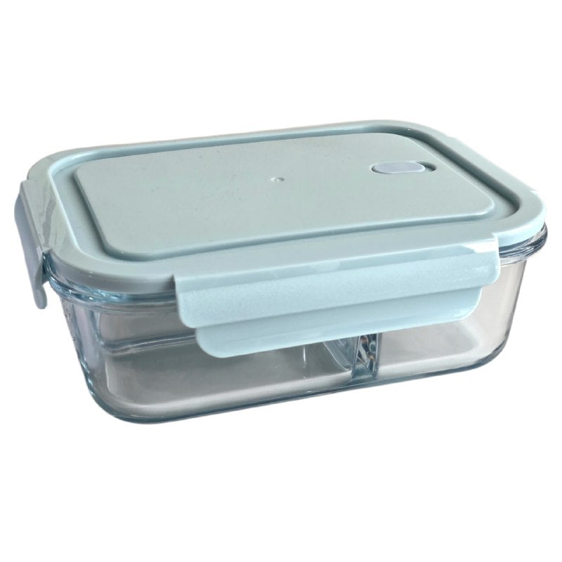 RECIPIENTE PANA DE VIDRIO DE 3 DIVISIONES DE VIDRIO CON TAPA HERMETICA RED CHERRY 20X15X7CM