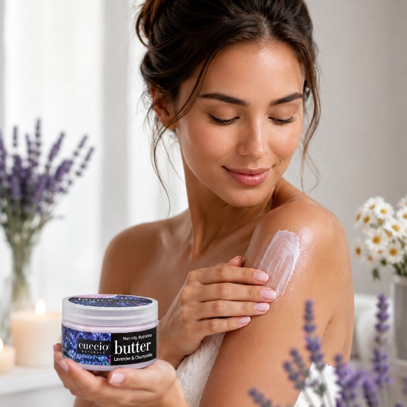 CREMA CORPORAL EXFOLIANTE HIDRATANTE INTENSIVA CON AROMA A LAVANDA Y MANZANILLA CUCCIO 226G