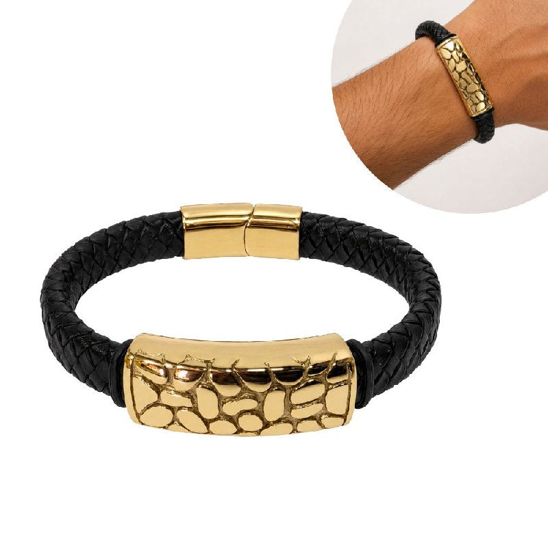 PULSERA DE ENCHAPE PARA CABALLERO CON DISEÑO CON TEXTURA 24CM