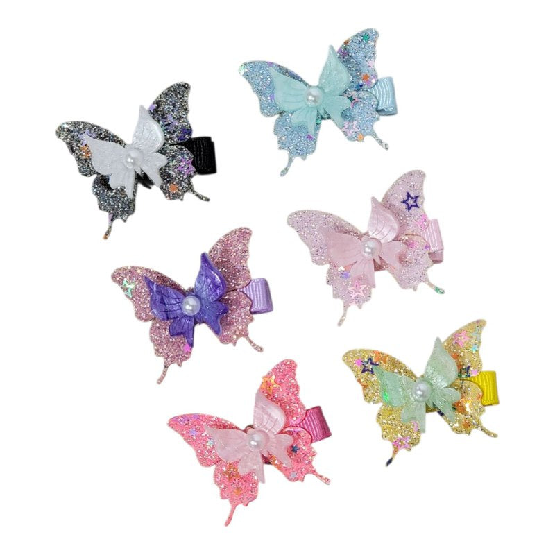 GANCHO PARA EL CABELLO DE PINZA DE MARIPOSA PAQUETE DE 6UND, MEDIDA 5CM