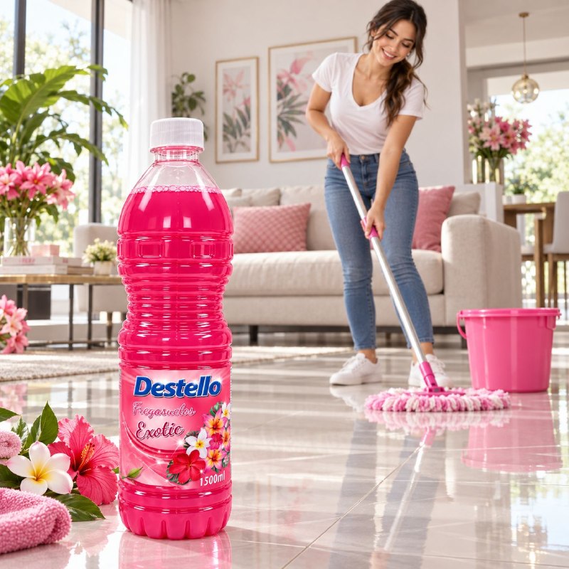 ASISTIN LIMPIADOR LIQUIDO PARA PISOS Y SUPERFICIES CON AROMA EXOTICA FLORAL DESTELLO 1500ML