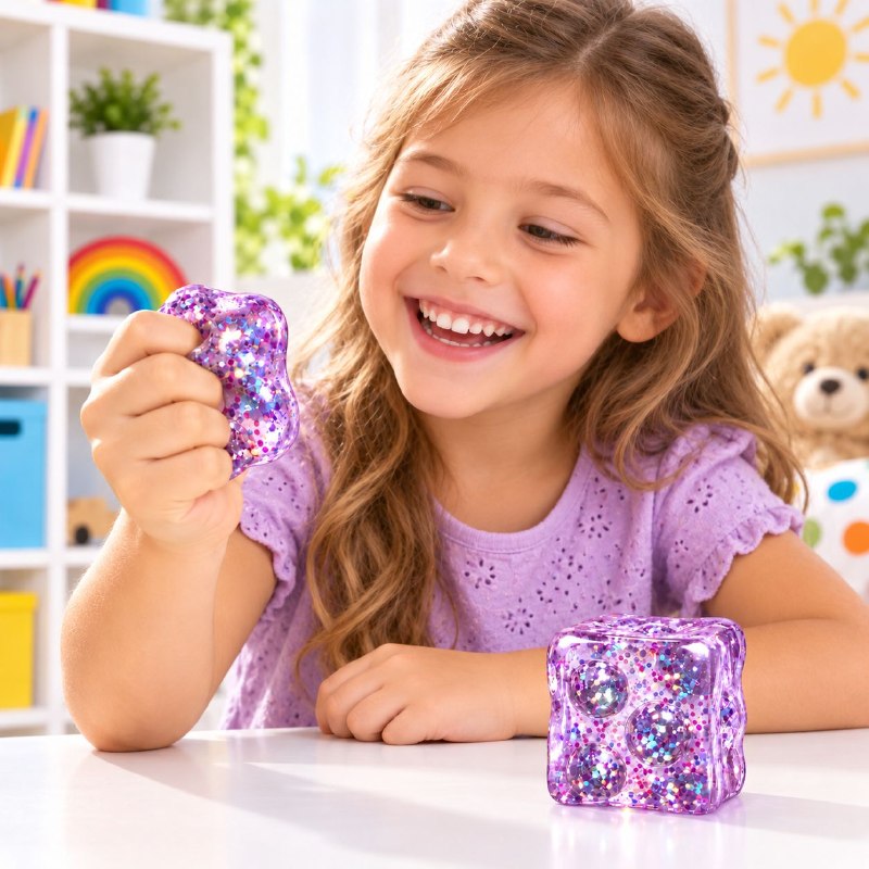 JUGUETE CUBO SENSORIAL ANTIESTRES FLEXIBLE DE GEL PARA NIÑOS 6X6CM