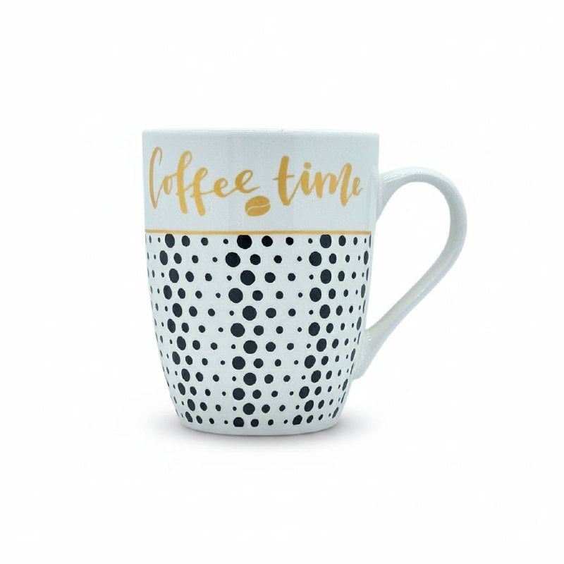 TAZAS DE CERAMICA DE ALTA RESISTENCIA CON ACABADO BRILLANTE Y DISEÑO ERGONOMICO 330ML, 4 ESTILOS