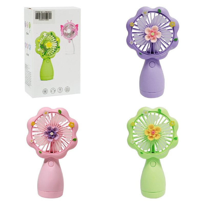 VENTILADOR MINI DE ESCRITORIO PORTATIL CON CONEXION USB Y DISEÑO FLORAL 15CM
