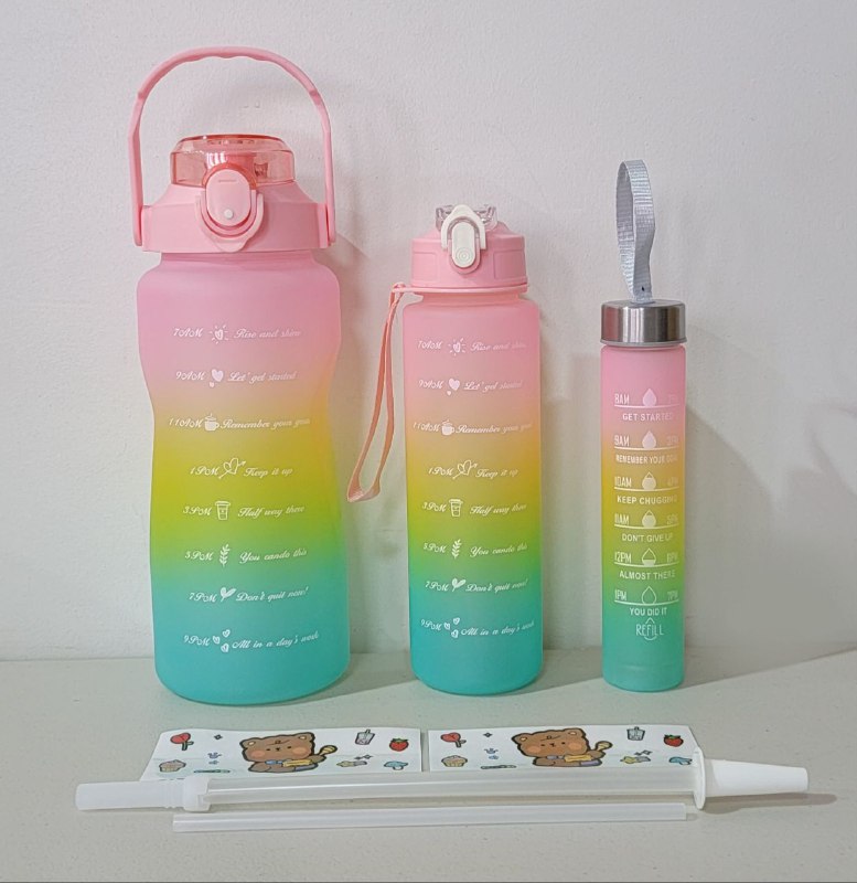 BOTES MOTIVACIONALES SET 3 PIEZAS  2L/900ML/500ML