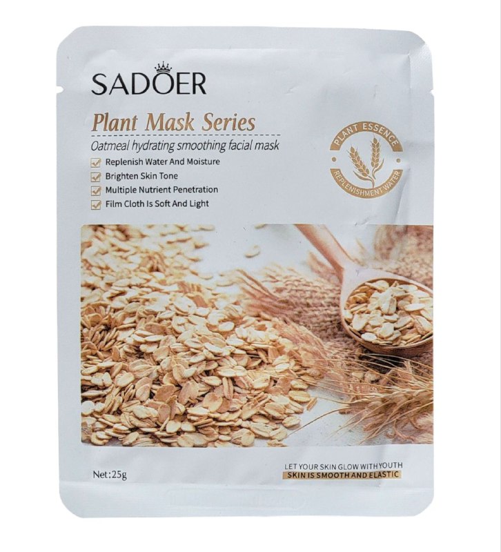 MASCARILLA FACIAL DE TELA HIDRATANTE Y SUAVE DE AVENA SADOER 25G