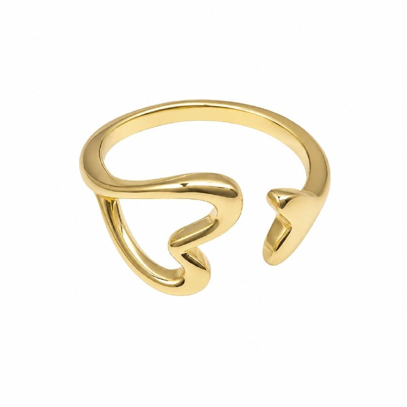 ANILLO DE ENCHAPE PARA DAMA ABIERTO SILUETA CORAZÓN ESTILO MINIMALISTA