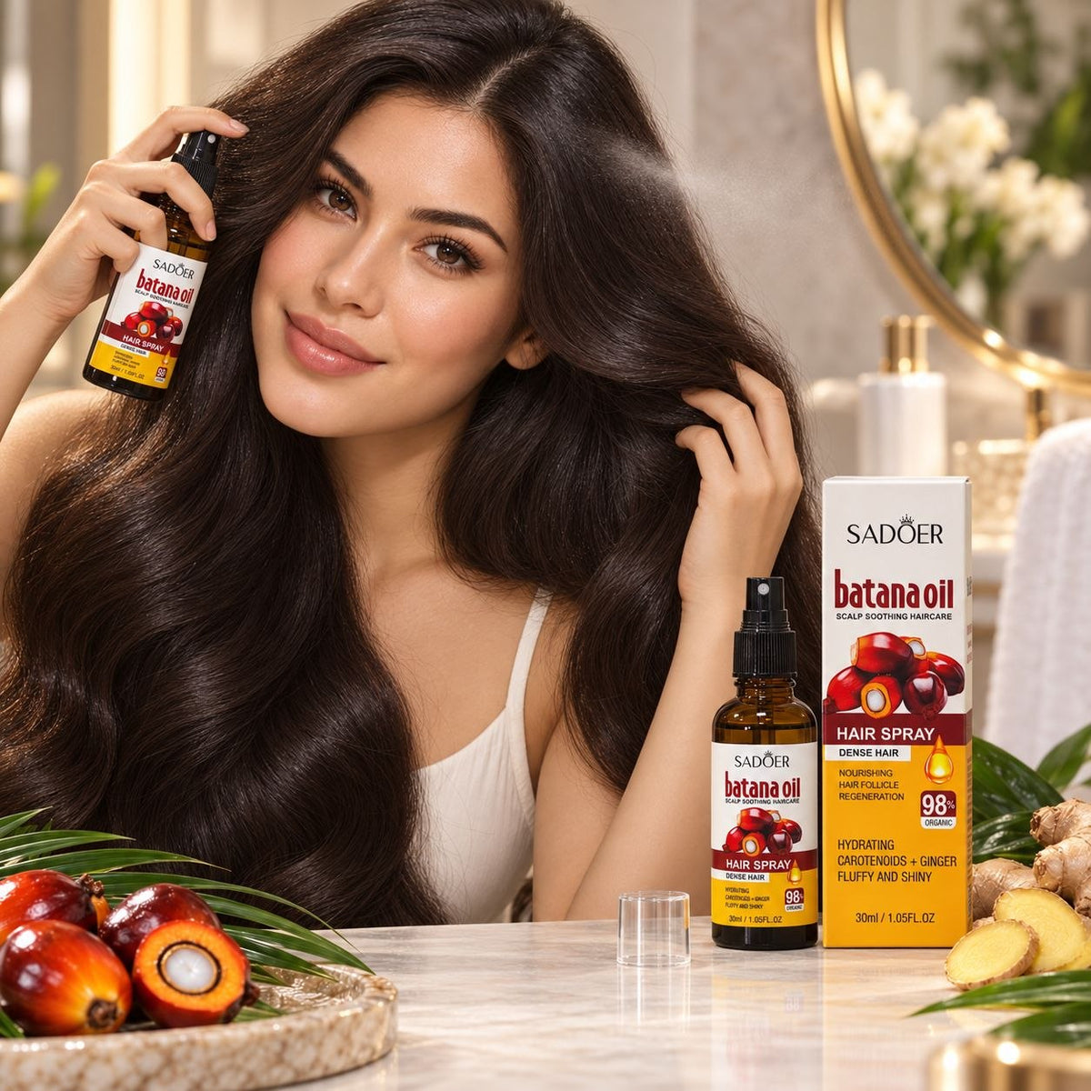 ACEITE PARA EL CABELLO EN SPRAY DE BATANA REVITALIZANTE SADOER 30ML