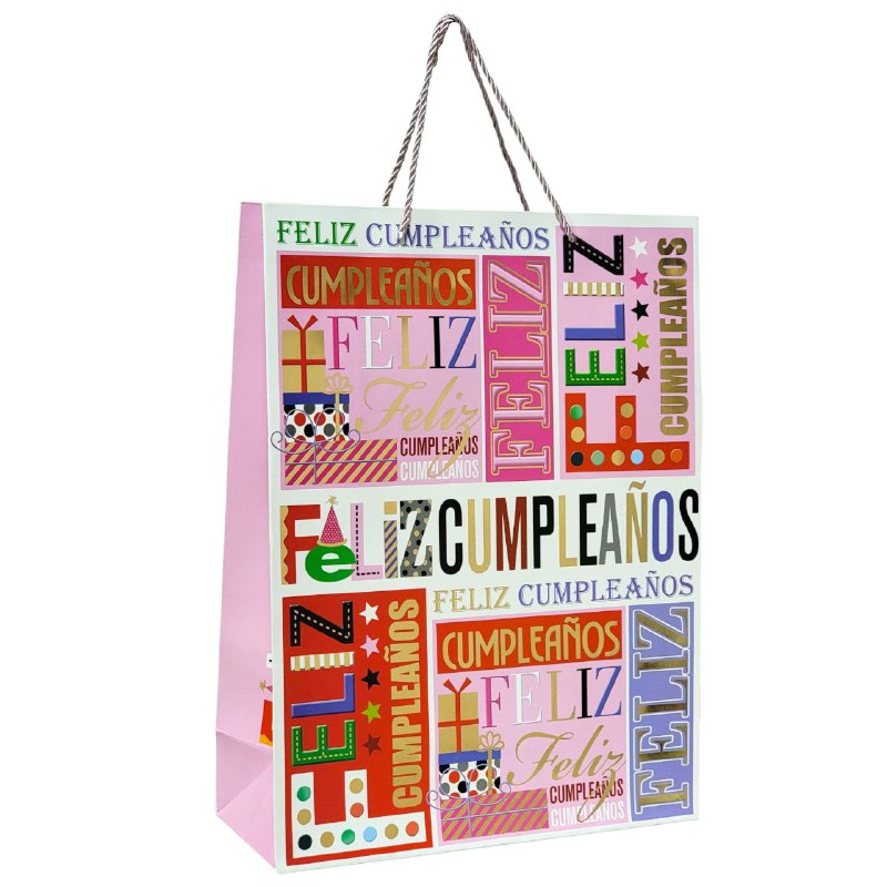 BOLSA DE REGALO DE FELIZ CUMPLEAÑOS GRANDE 30X12X40CM