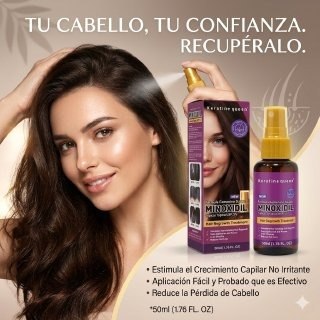SUERO PARA EL CABELLO PARA MUJER CON MINOXIDIL 5% QUE PROMUEVE EL CRECIMIENTO DEL CABELLO KERATINE QUEEN 50ML