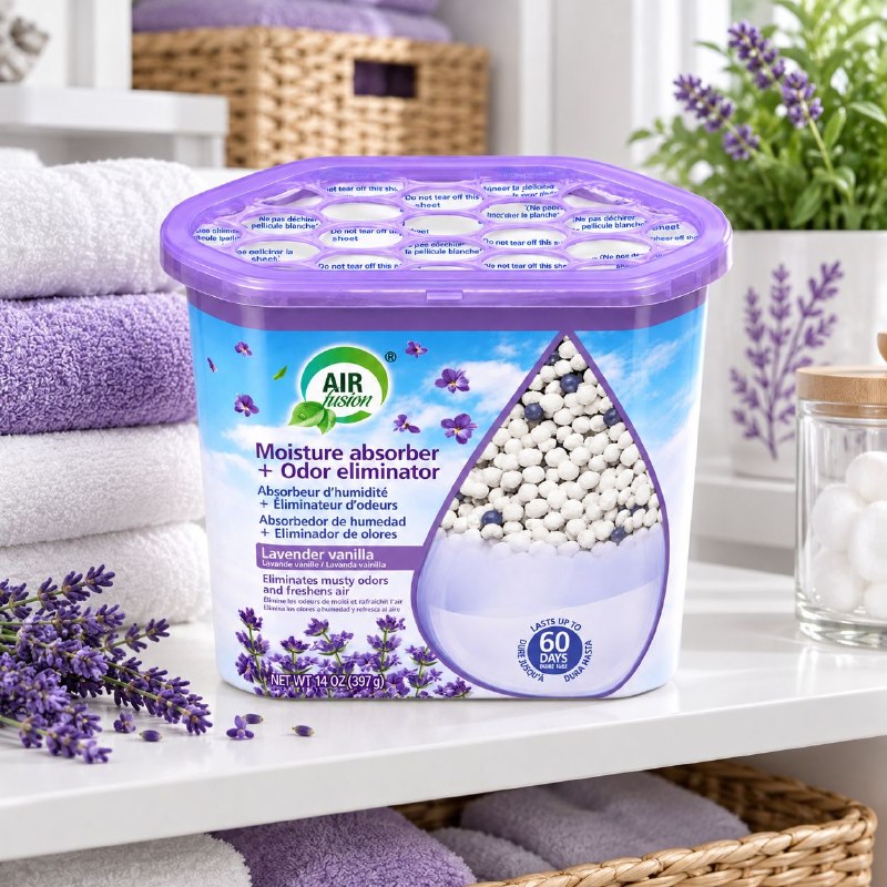 PERLAS ABSORBEDORAS DE HUMEDAD Y ELIMINADOR DE OLORES CON AROMA LAVANDA VAINILLA AIR FUSION 397G